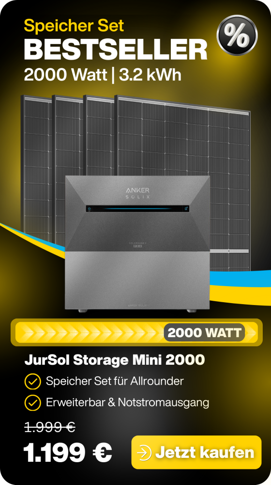 Anker SOLIX Solarbank 2 E1600 Pro Balkonkraftwerk Speicher Set 2000 Watt 800 Watt - Trina Doppelglas - JurSol Storage Mini 3.2 kWh